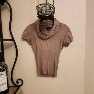 BCX Cowl Neck Short Sleeve Sweater - Tan